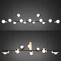 Modern Chandelier With Multiple Spherical Bulbs And Metal Frame Design 3d model