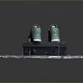 Green High Top Sports Shoes Resting On Black Box With Round Mat