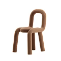 Brown Knitted Single Chair With Curved Armrests And Modern Minimalist Design