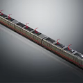 Modern Metro Train With Multiple Carriages Red Roof Components And Sleek Reflection 3d model