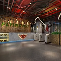 Modern Gym Interior With Treadmills Weight Machines And Green Wall Decor