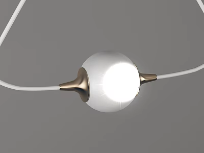 Modern Pendant Light With White Spherical Shade Metallic Connectors And White Wires 3d model