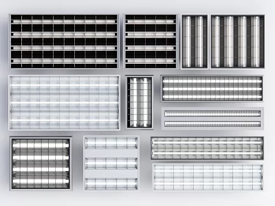 Various Modern Grille Lights Designs With Different Grid Patterns For Interior Lighting Solutions 3d model