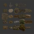 Collection of Various Wood and Stone Samples Featuring Natural Textures and Shapes