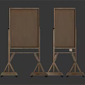 Two Brown Decorative Home Living Shelves With Geometric Pattern And Metal Frame