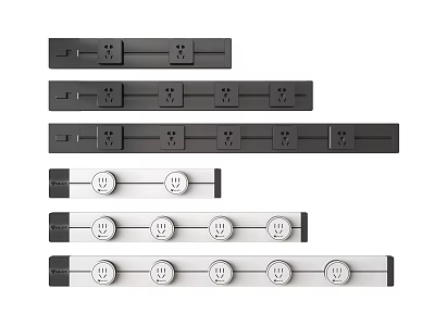 Modern Black And White Switch Panels With Multiple Sockets And Sleek Design 3d model