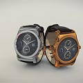 Modern Gold and Silver Watches With Black Dial And Leather Strap Design