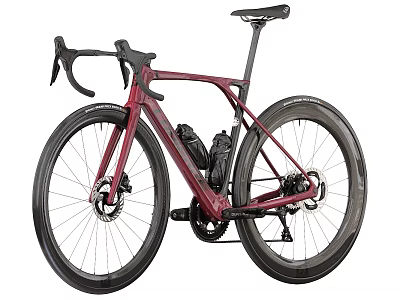 Modern Maroon Road Bicycle With Sleek Frame Disc Brakes And Black Components 3d model