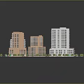Cartoon City Scene With Colorful Multi Story Buildings Roads And Trees