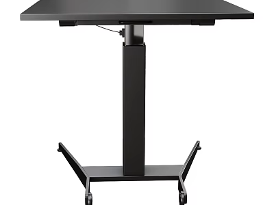 Modern Black Adjustable Height Mobile Desk with Rolling Wheels and Sturdy Base 3d model