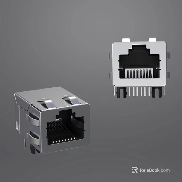 Computer Ethernet Port Module With Metal Housing And Reliable Connection 3d model 