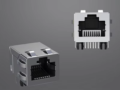 Computer Ethernet Port Module With Metal Housing And Reliable Connection 3d model