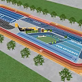 Colorful Children's Play Area With Running Tracks Sports Zones And Green Surroundings