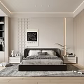 Modern Bedroom Interior Design With Black Headboard Bed White Nightstands And Glass Wardrobes