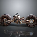 Custom Built Motorcycle With Oversized Treaded Tires And Exposed Metallic Frame Design 3d model