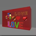 Red Frame Decorative Ornament Set with LOVE Letters Colorful Balloons and Heart Decorations