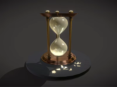 Decorative Hourglass Ornament Set with Gold Frame Black Base and Small Decorative Pieces on Base 3d model