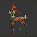 Fantasy Female Deer Human Hybrid Character With Antlers And Green Leaf Outfit Design
