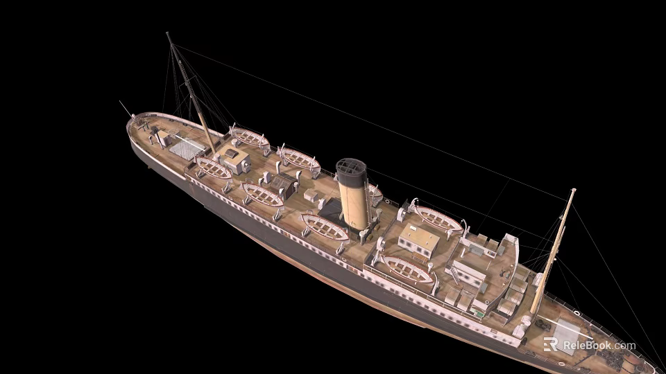 Vintage Warship Model with Detailed Deck Mast Smokestack and Hull Design 3d model 