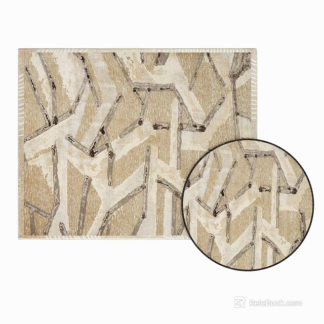 Square Rug With Beige Brown Abstract Geometric Pattern For Modern Decor 3d model