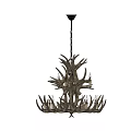 Rustic Antler Chandelier With Multiple Candle Holders For Home Interior Decoration 3d model