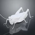 White Grasshopper Model With 3D Design On Dark Background And Reflection 3d model