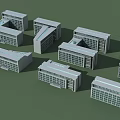 Aerial View Planning of Modern Building Complex With Structured Urban Layout 3d model