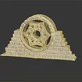 Stone Decorative Architectural Structure With Carved Circular Center And Stepped Brick Base 3d model