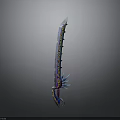Ornate Fantasy Sword With Colorful Decorations And Intricate Blade Patterns