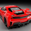 Red Sports Car With Sleek Body Design Rear Spoiler And Front Splitter
