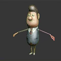 Cartoon Character In Blue Suit With Brown Hair And Red Tie Charming Appearance Design