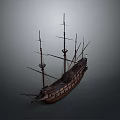 Ancient Wooden Ship 3D Model With Multiple Masts And Detailed Structure 3d model