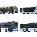 Multiple Modern City Bus Models With White Blue Yellow Accents And Streamlined Exteriors
