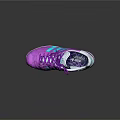 Purple Casual Sports Shoes With Blue Green Stripes White Sole And Purple Shoelaces