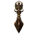 Ornate Traditional Brass Chandelier with Intricate Carvings and Decorative Top Motifs Design