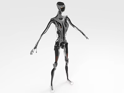 Futuristic Robot With Detailed Mechanical Body Structure And Metallic Red Accents 3d model