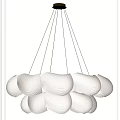 Modern White Curved Multiple Shades Chandelier Hanging Ceiling Decorative Lighting Fixture