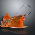 Vibrant Orange Stingray With Long Tail And Flat Body On Dark Background 3d model