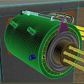 Green Industrial Mechanical Equipment With Cylindrical Housing And Metal Mounted Structure