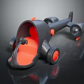 Futuristic Cosmic Spacecraft Model With Orange Interior And Jet Propulsion Design