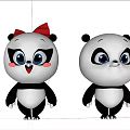 Cute Panda Dolls With Red Bow And Adorable Expressions Cartoon Design Stuffed Toys