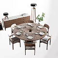 New Chinese Dining Table and Chair Combination 3d model