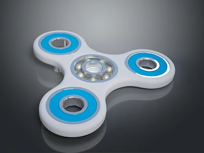 White And Blue Handheld Fidget Spinner With Bearings And Metal Balls For Daily Use 3d model