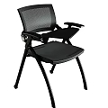 Modern Office Chair With Mesh Back Padded Seat And Metal Armrests