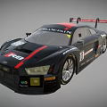 Audi R8 Racing Car Black Body With Red Stripes Brantan Logo Number 07 Sponsor Stickers