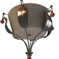 Tech Exhibition Hall Modern Lighting Installation With Woven Structure And Red Decorative Beads