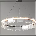 Modern Circular Chandeliers With Transparent Decorative Elements And Illuminated Light Strips For Contemporary Interior Decoration