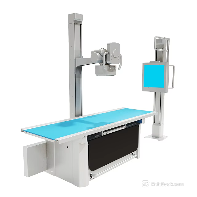 Medical X-ray Machine With Blue Examination Table And Digital Display Screen 3d model 