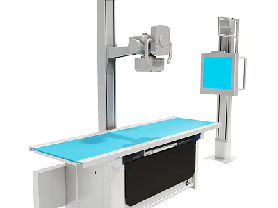 Medical X-ray Machine With Blue Examination Table And Digital Display Screen 3d model