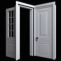 Modern White Hinged Doors With Glass Panel And Solid Design For Home Interior 3d model